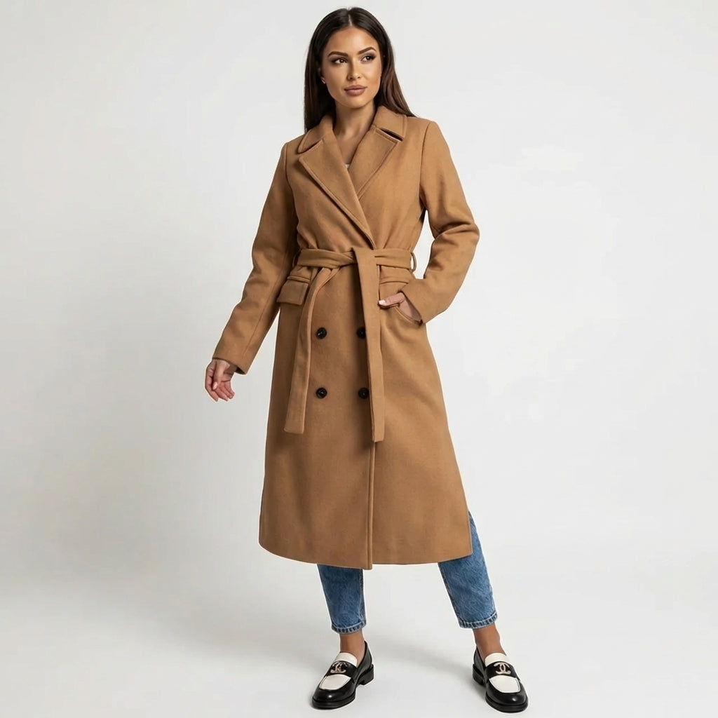 The Charlotte Belted Overcoat — belt detail